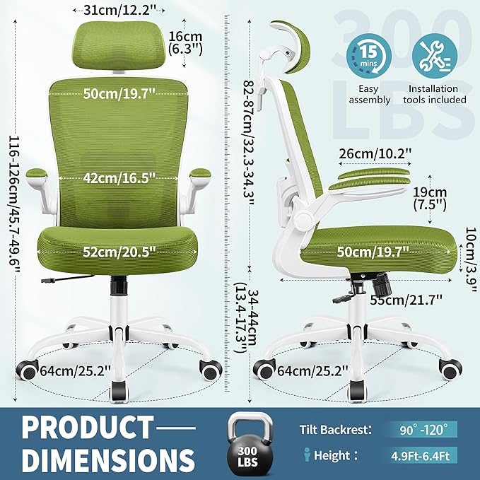 FelixKing Ergonomic Office Chair, Adjustable Lumbar Support, Swivel Chair - Image 2