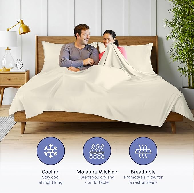 Kickoff Viscose Bamboo Sheets Twin Size 3-pc 100% Organic Bamboo Viscose Bed - Image 3
