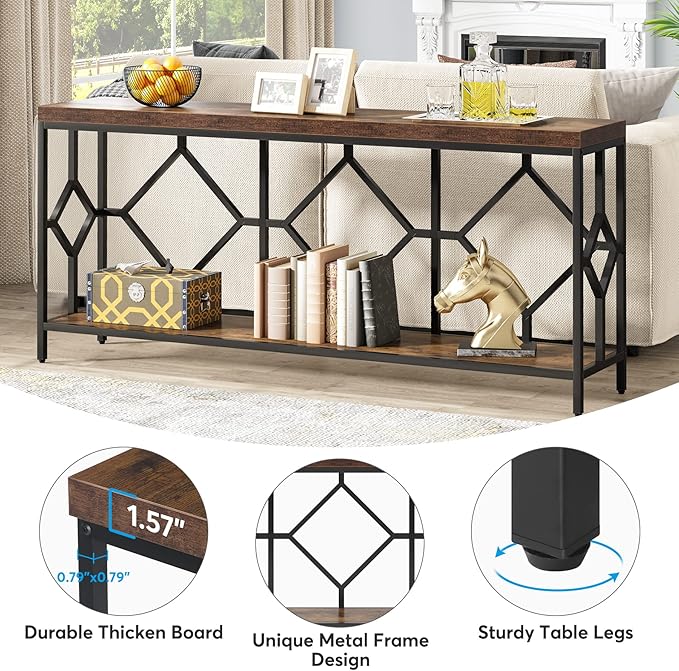 Tribesigns 71 Inch Extra Long Sofa Table, Narrow Long Sofa Console Tables - Image 6