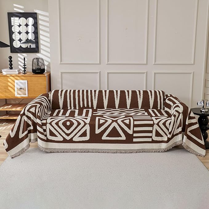 STACYPIK Reversible Boho Chocolate Sofa Cover Durable Couch Cover by STACYPIK
