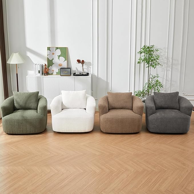 Merax Modern 360° Chenille Swivel Barrel Chair - Image 7