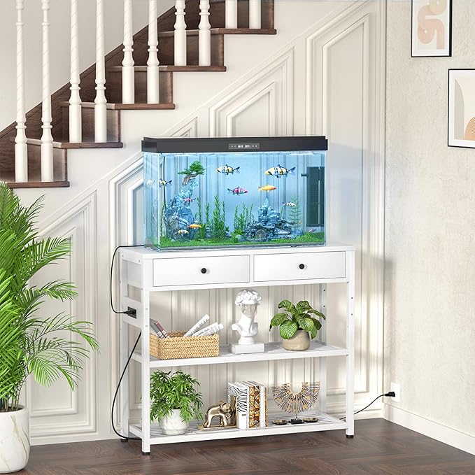 Ecoprsio Entryway Table with Outlets and USB Ports, Console Table with 2 Drawers - Image 11
