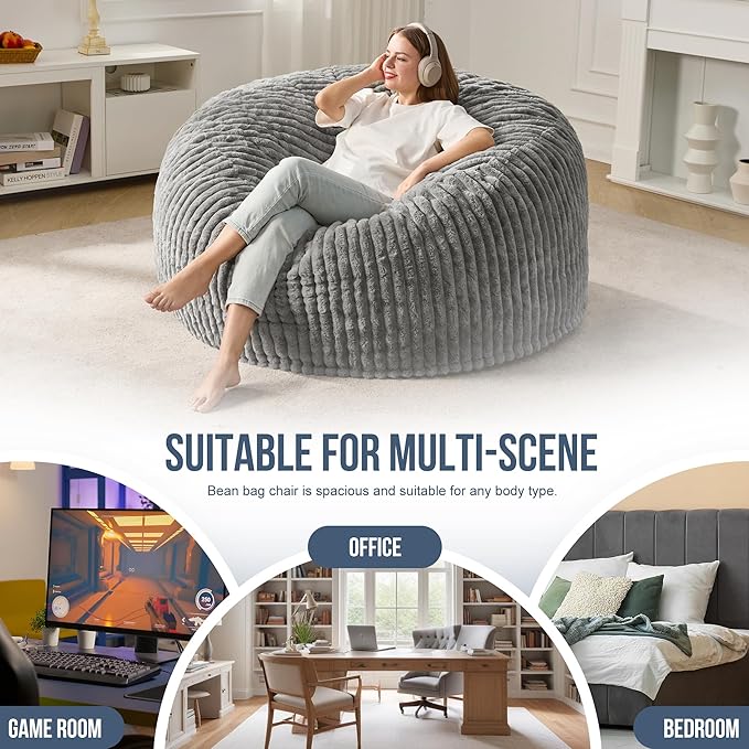 Hobestluk 5ft Bean Bag Chairs for Adults Large Beanbag Chair - Image 6