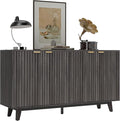 HOMCOM Fluted Sideboard Buffet Cabinet, 2 Adjustable Shelves and 5 Wood Legs by HOMCOM