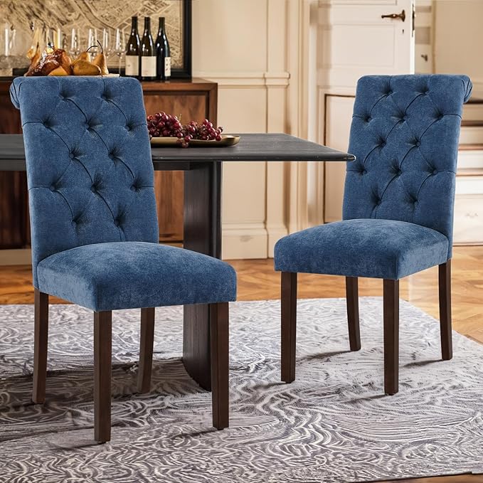 COLAMY Button Tufted Dining Chairs Set of 6, Parsons Upholstered Fabric Dining - Image 6