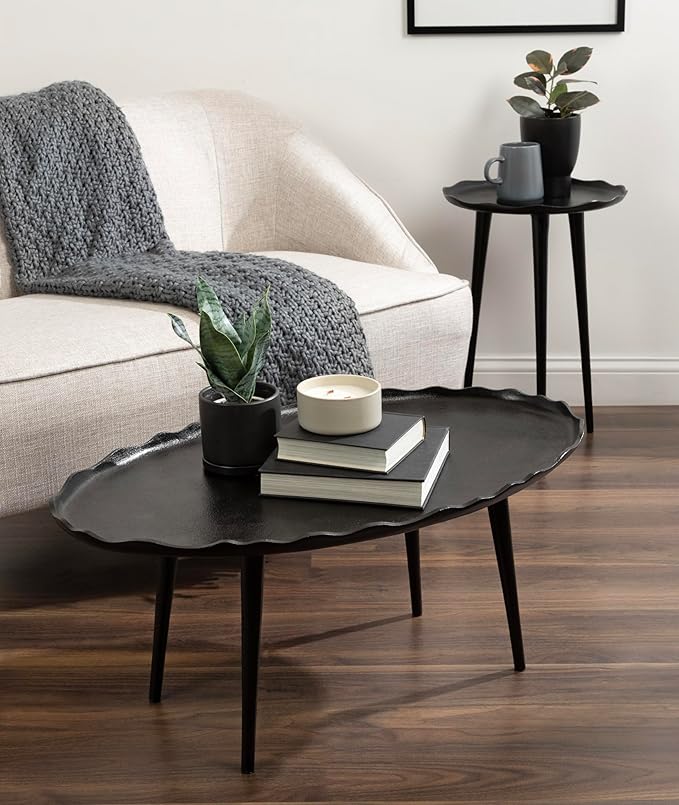 Kate and Laurel Alessia Modern Oval Coffee Table, Metal Living Room Table - Image 4