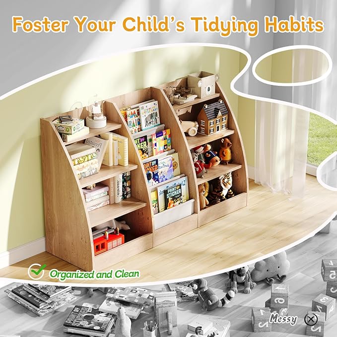 4 Tier Kids Bookshelf, 4 Layer Sling Kids Book Shelf - Image 5