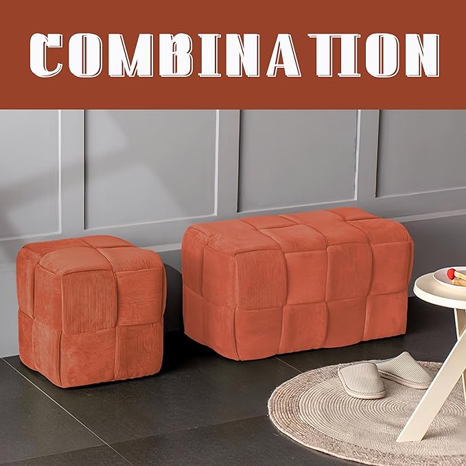 Ottoman Foot Rest Soft and Comfortable Ottoman Square Corduroy Woven Design - Image 4