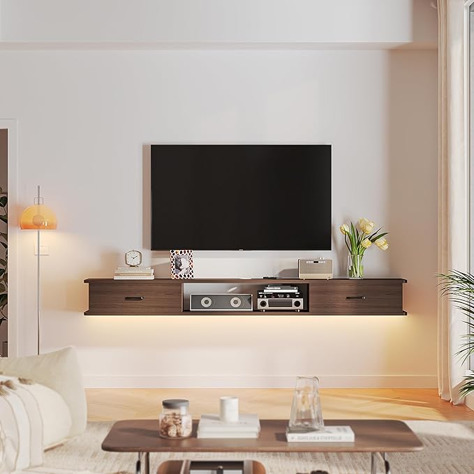 Floating TV Stand with 2 Doors, Floating TV Cabinet, Floating Console Shelf - Image 3