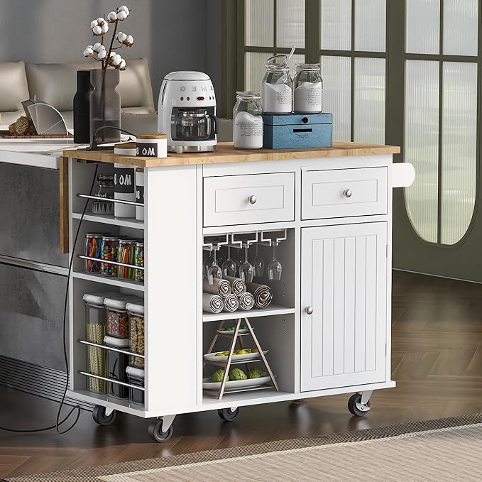 Merax Rubber Wood Kitchen Island by Merax
