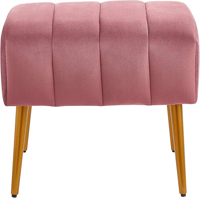 Ball & Cast Upholstered Velvet Ottoman, Footrest 18"W x 15.75"D x 17.5"H Rose - Image 4