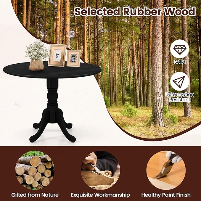 COSTWAY Round Dining Table for 4, 39 inch Kitchen Table - Image 4