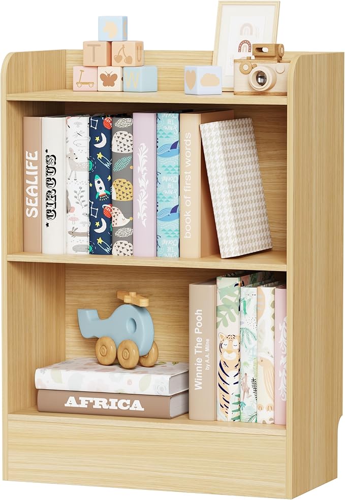 Lkeiyay Kids Bookshelf and Toy Storage Organizer, 3-Tier Wood Montessori Shelf by LKEIYAY