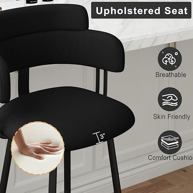 Swivel Bar Stools Set of 2, Counter Height Bar Stools - Image 4