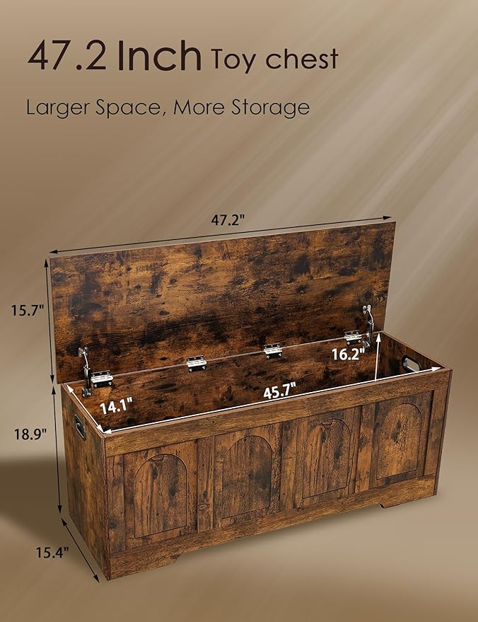 DINZI LVJ Storage Chest, 47.2”Wooden Storage Box - Image 3