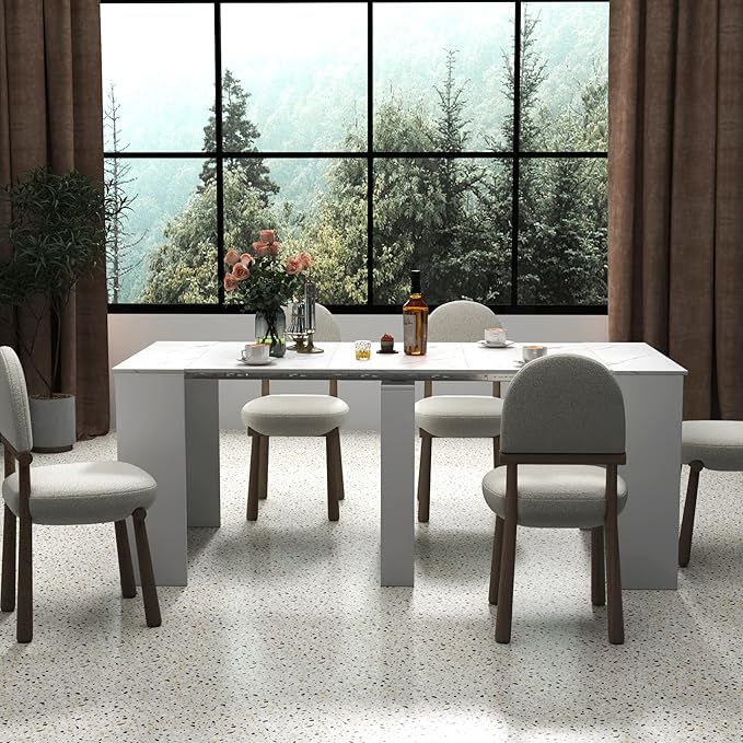 KEIKI 20-118.5"L Extendable Foldable Dining Room Table - Image 4