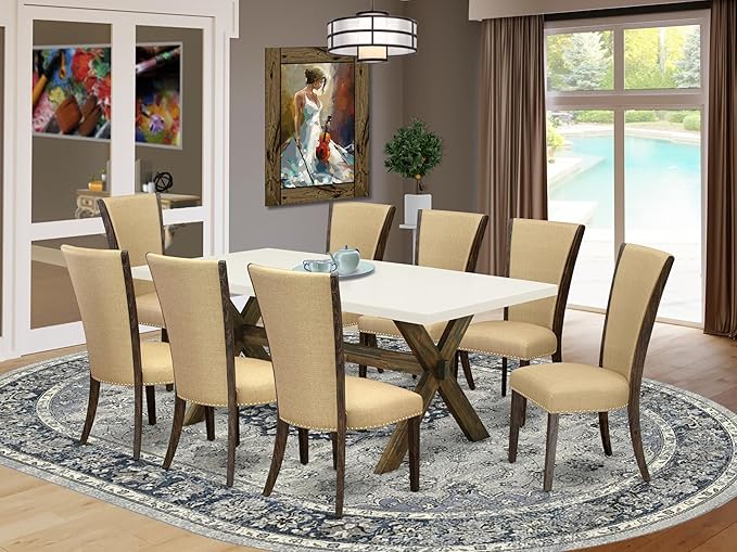 East West Furniture X727VE703-9 9 Piece Kitchen Table Set Includes a Rectangle - Image 2