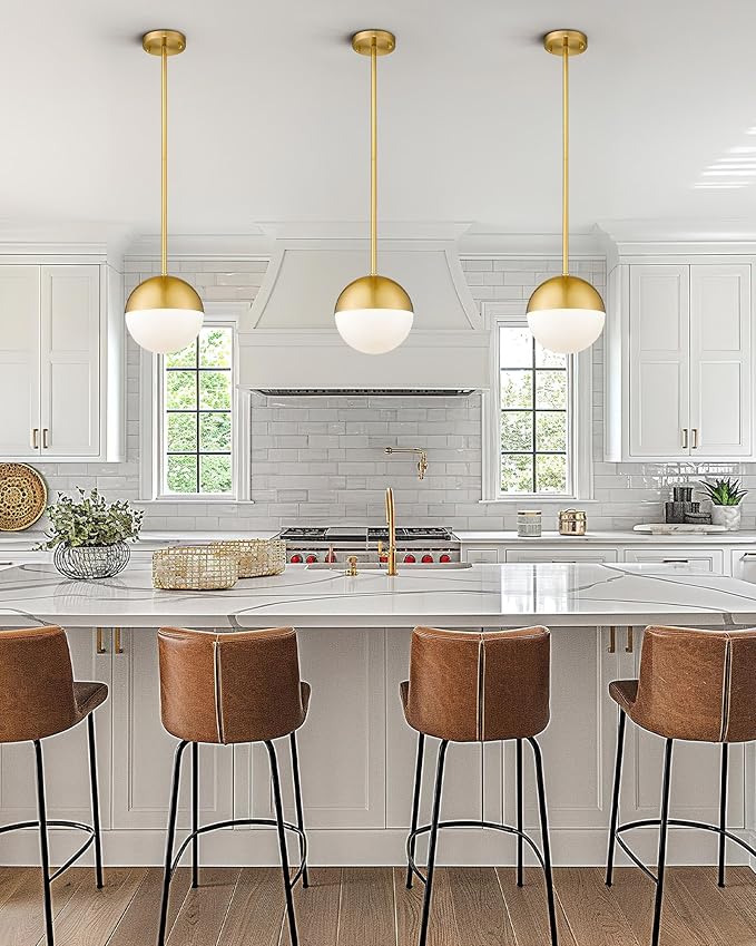 LMS Modern Pendant Lighting Gold Globe Pendant Light Fixture, Mid Century - Image 2