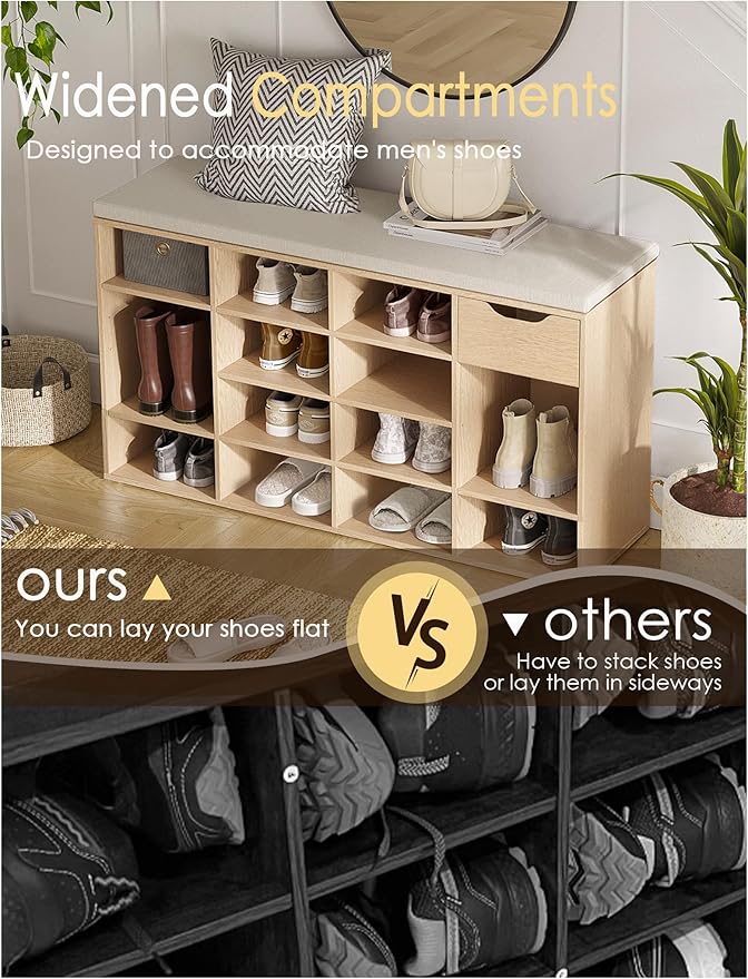 DINZI LVJ Shoe Bench, Entryway Storage Bench - Image 6