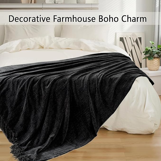 Chenille Throw Blanket for Couch 60"X 80" Twin, Soft Cozy Throws - Image 5