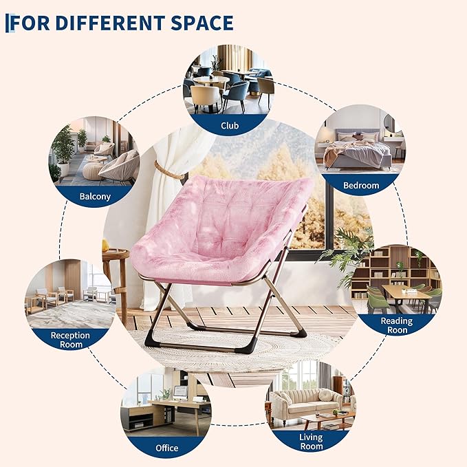 Comfy Chair for Adults, Foldable Living Room Chairs, Soft Faux Fur Folding - Image 7