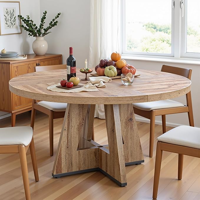 NicBex 47 Inch Round Dining Table, Wooden Dinner Table - Image 6