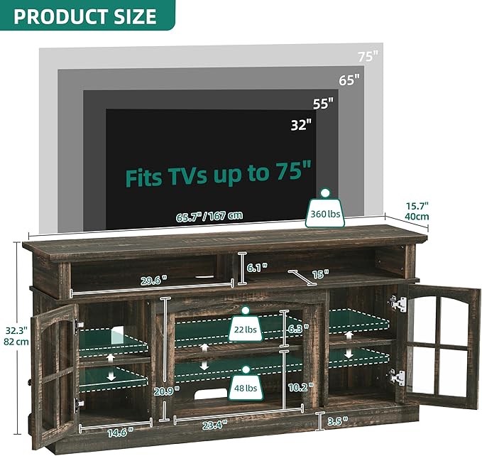YITAHOME LED Farmhouse TV Stand - Image 2