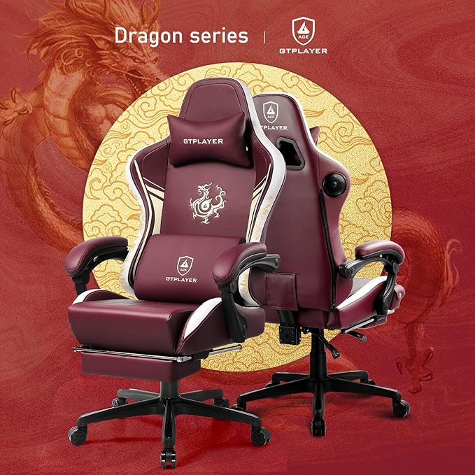 GTPLAYER Gaming Chair with Bluetooth Speakers and Footrest, Dragon Series Video - Image 3