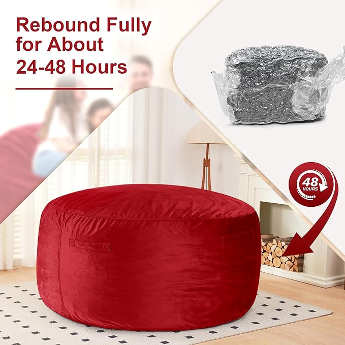 HABUTWAY Bean Bag Chair: Giant 6' Memory Foam Furniture Bean Bag Chair - 6Ft - Image 6