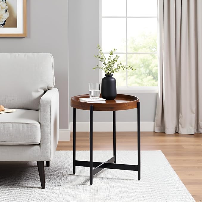 Alaterre Furniture Brookline 20" Round Wood End Table – Solid Top - Image 2