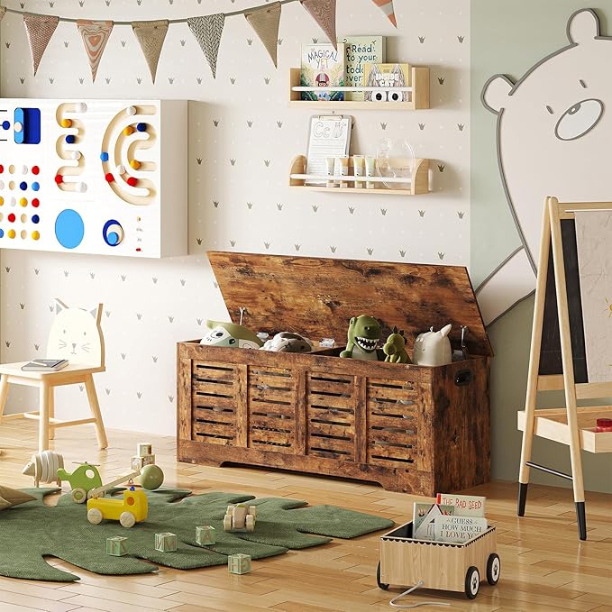 DINZI LVJ Storage Chest, 47.3” Wooden Toy Box - Image 4