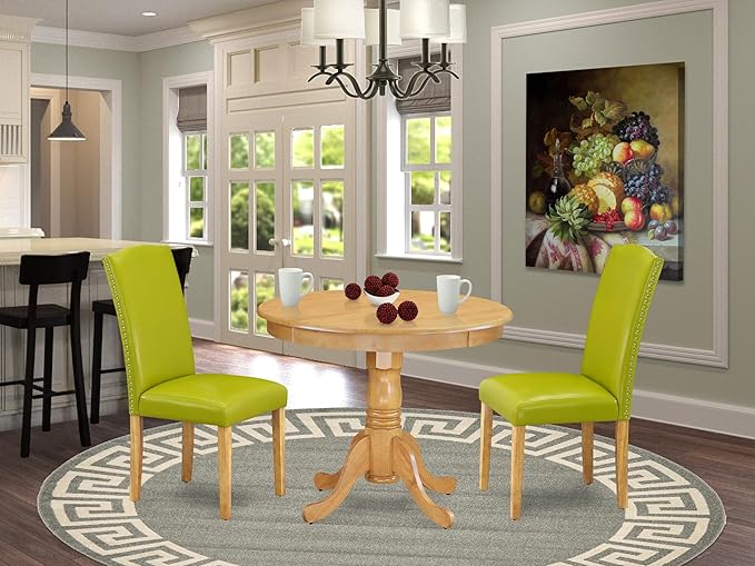 East West Furniture ANEN3-OAK-51 3 Piece Modern Dining Table Set Contains a - Image 2