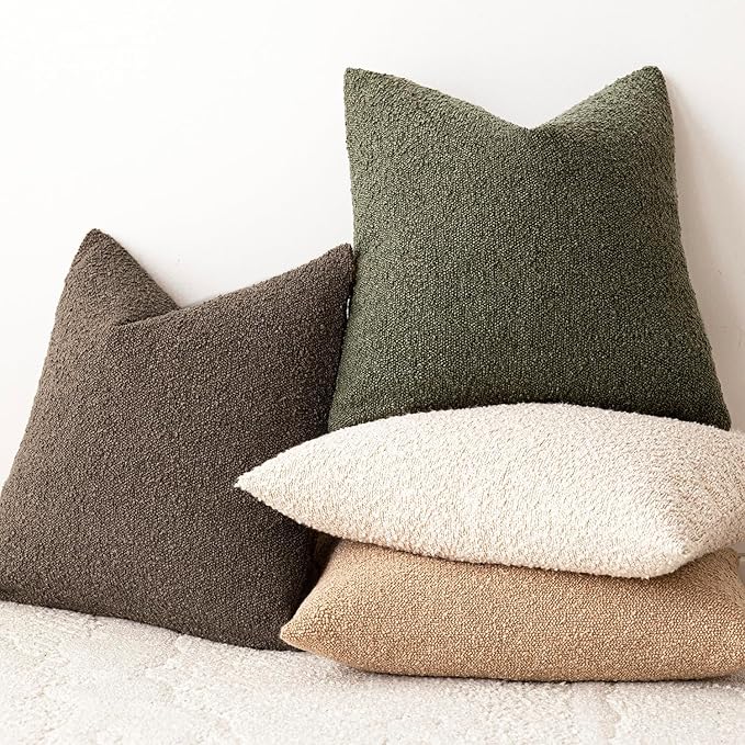 Foindtower Pack of 2 Textured Boucle Throw Pillow Covers Accent Solid - Image 6