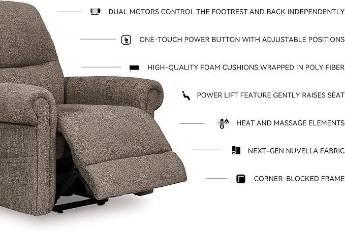 Signature Design by Ashley Aureta Classic Stain Resistant Power Lift Recliner - Image 4