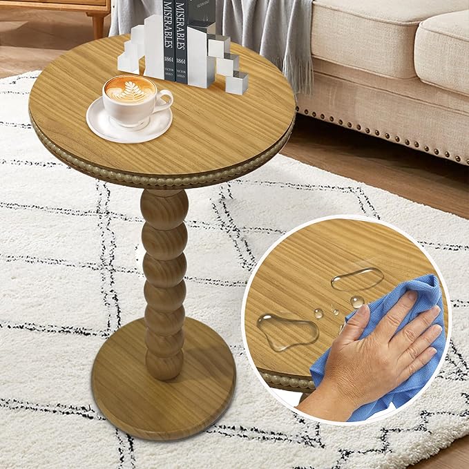 JUIOETURBoho Beaded Round Side Table - Image 4