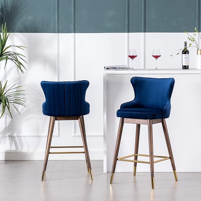 Roundhill Furniture Leland Fabric Upholstered Wingback Bar Stools - Image 6