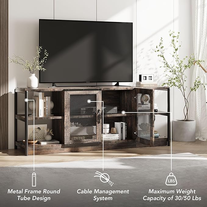 GarveeHome Farmhouse TV Stand for 65/75 inch TV, Entertainment Center - Image 3
