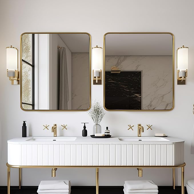 ANDY STAR 40x36 Inch Gold Bathroom Mirror, Brushed Gold Mirrors - Image 3
