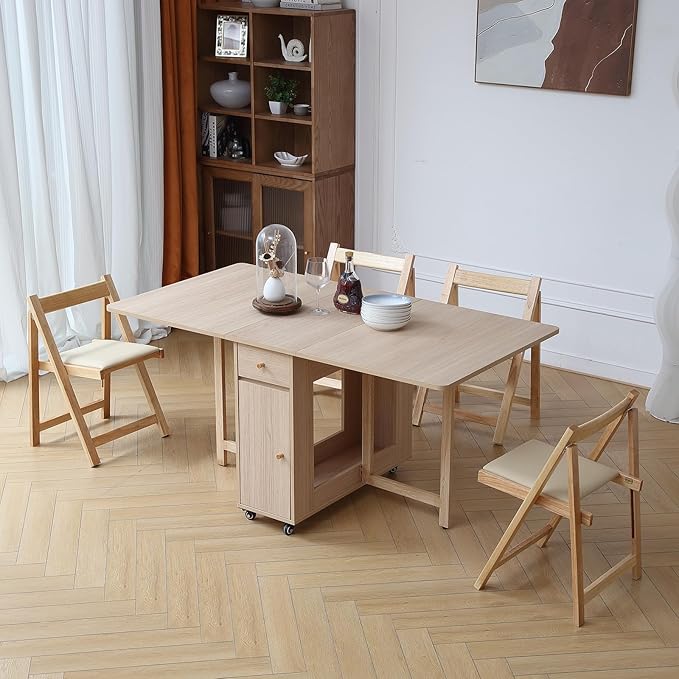 Wood Drop Leaf Folding Dining Table - Image 2
