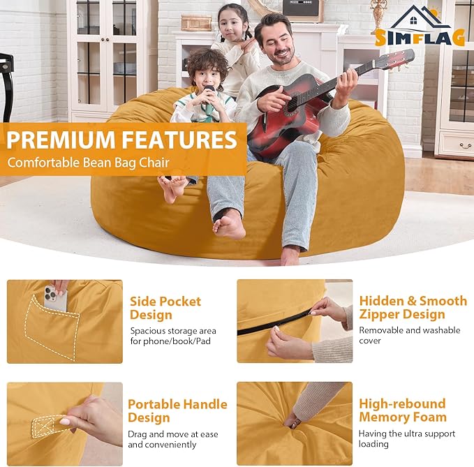 4FT Bean Bag Chair, Large Bean Bag Chairs - Image 5