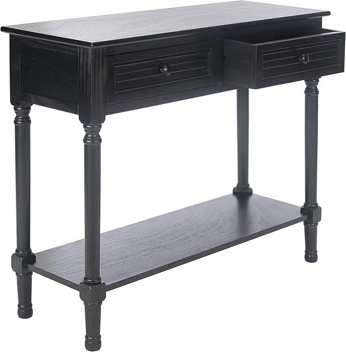 SAFAVIEH Home Collection Tate Black 2-Drawer Bottom Shelf Console Table CNS5720B - Image 6