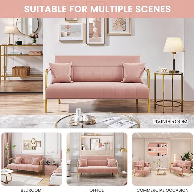 Yaheetech 56.5" W Modern Sofa Small Sofa Luxurious Velvet Fabric Couch - Image 6