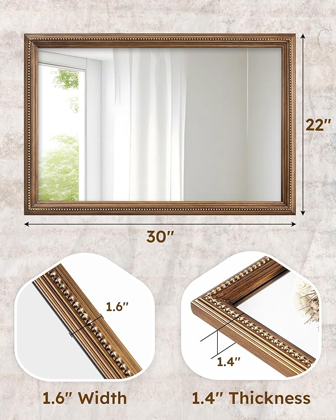 Axeman 22x30 Wood Wall Mirror, Rustic Bathroom Mirror, Vintage Wall Mounted - Image 5