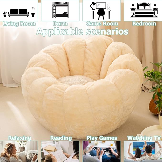 Pumpkin Bean Bag Sofa Chair for Adult, Beanbag Couch - Image 6