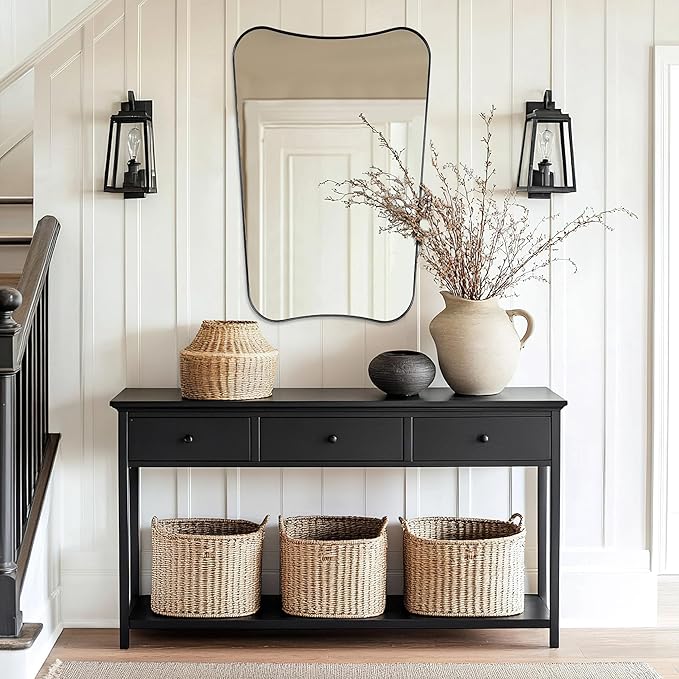 Black Bathroom Vanity Mirrors, 24 x 36 Irregular Wall Mirror - Image 6