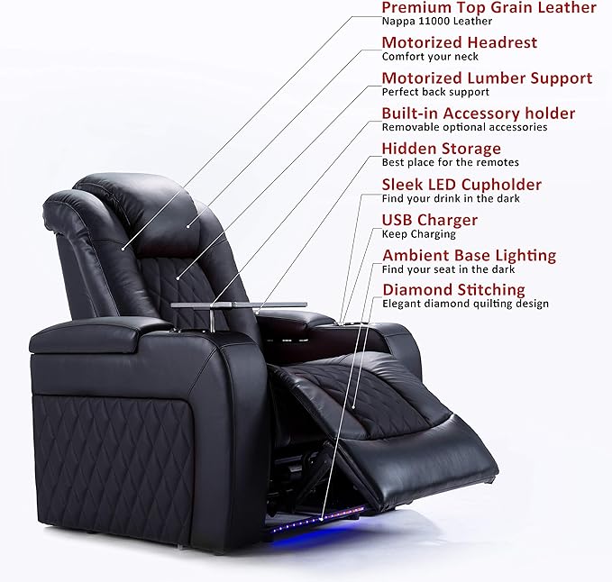 Valencia Tuscany Home Theater Seating | Premium Top Grain Italian Nappa 11000 - Image 3