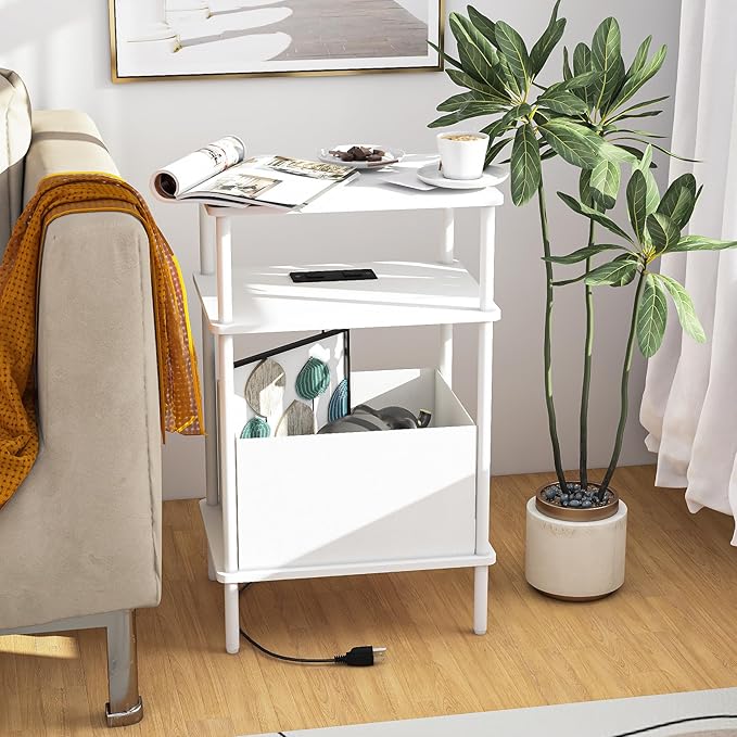 Small Side Table with Charging Station, End Table - Image 4