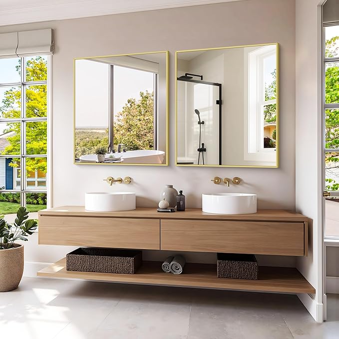 KOCUUY Gold Bathroom Mirror, HD Tempered Glass, Anti-Rust Frame, Modern Design - Image 9