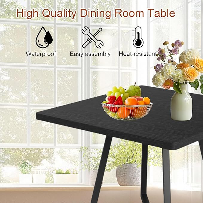 Square Dining Table for 4, 31.5-Inch Farmhouse Dinner Table Wooden Kitchen - Image 3
