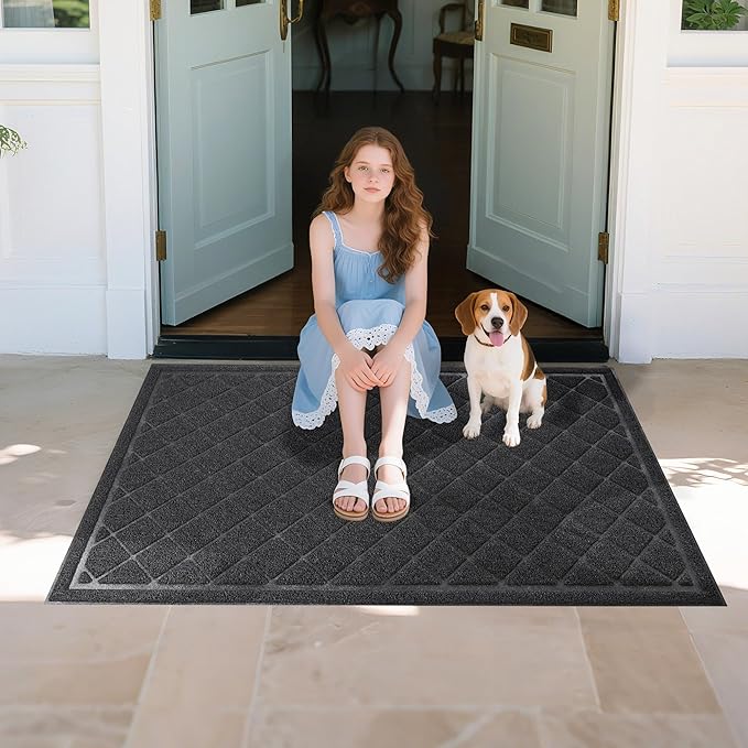 Front Door Mat Indoor Outdoor, Heavy Duty Low Profile Entrance Rug - Image 2